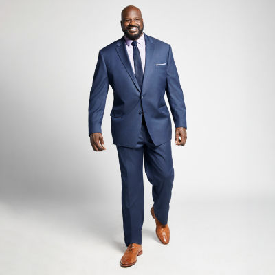 Shaquille O’Neal XLG Big and Tall Solid Blue Stretch Suit Jacket