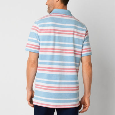 St. John's Bay Essential Striped Oxford Mens Slim Fit Short Sleeve Polo Shirt