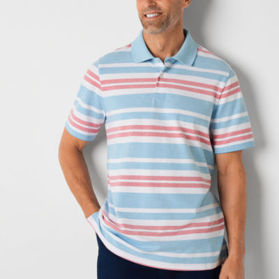 St. John's Bay Essential Striped Oxford Mens Slim Fit Short Sleeve Polo Shirt