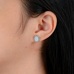 White Mother Of Pearl Sterling Silver 11mm Oval Stud Earrings