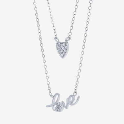 DiamonArt® Womens / CT. T.W. White Cubic Zirconia Sterling Silver Heart Pendant Necklace