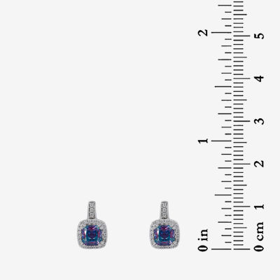 Purple Cubic Zirconia Sterling Silver 11.7mm Stud Earrings