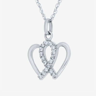 Womens 1/5 CT. T.W. White Cubic Zirconia Sterling Silver Heart Pendant Necklace
