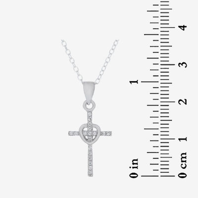 DiamonArt® Womens / CT. T.W. White Cubic Zirconia Sterling Silver Cross Pendant Necklace