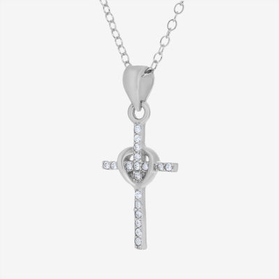 DiamonArt® Womens / CT. T.W. White Cubic Zirconia Sterling Silver Cross Pendant Necklace