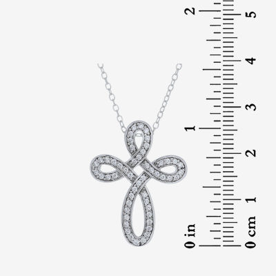 DiamonArt® Womens / CT. T.W. White Cubic Zirconia Sterling Silver Cross Pendant Necklace