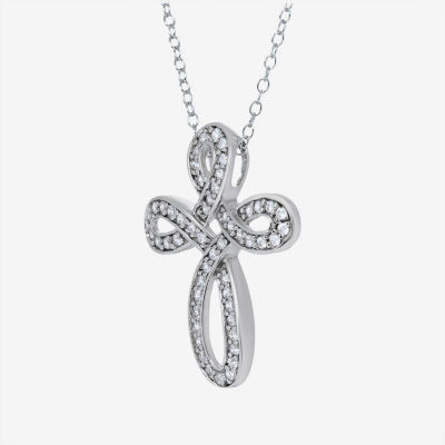 DiamonArt® Womens / CT. T.W. White Cubic Zirconia Sterling Silver Cross Pendant Necklace