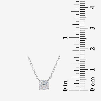 Womens CT. T.W. White Zirconia Sterling Silver Square Pendant Necklace