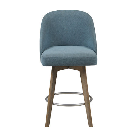 Madison Park Walsh Counter Stool Counter Height Upholstered Swivel Bar Stool, One Size, Blue