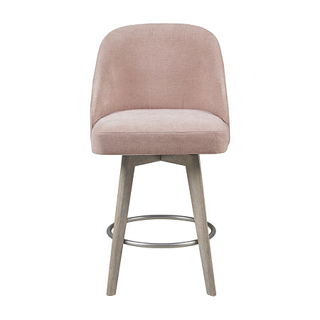 Madison Park Walsh Counter Stool Counter Height Upholstered Swivel Bar Stool, One Size, Pink