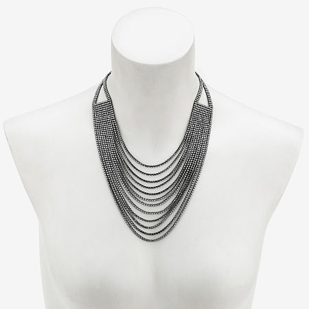 Bijoux Bar Black Womens Glass 19 1/2 Inch Strand Necklace In Metallic