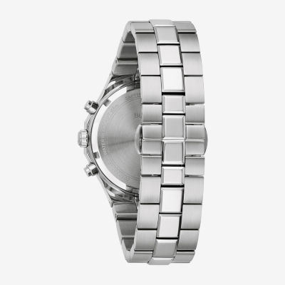Bulova Prestige Mens Chronograph Silver Tone Stainless Steel Bracelet Watch 96b459