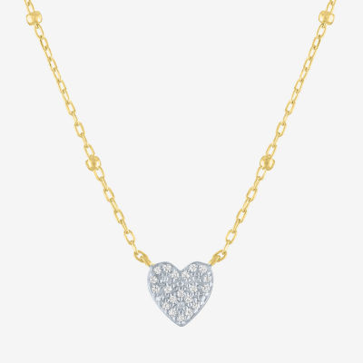 Yes, Please! Womens Diamond Accent Lab Grown White Diamond Sterling Silver Heart 16 Inch Pendant Necklace