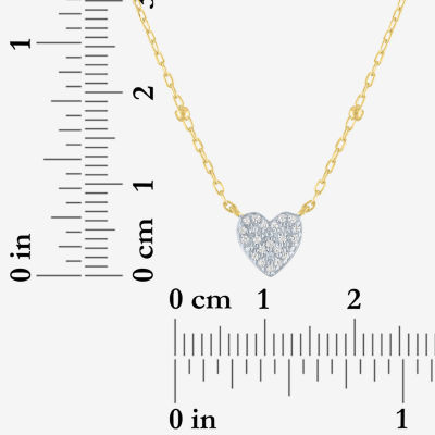 Yes, Please! Womens Diamond Accent Lab Grown White Diamond Sterling Silver Heart 16 Inch Pendant Necklace