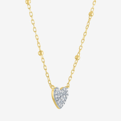 Yes, Please! Womens Diamond Accent Lab Grown White Diamond Sterling Silver Heart 16 Inch Pendant Necklace