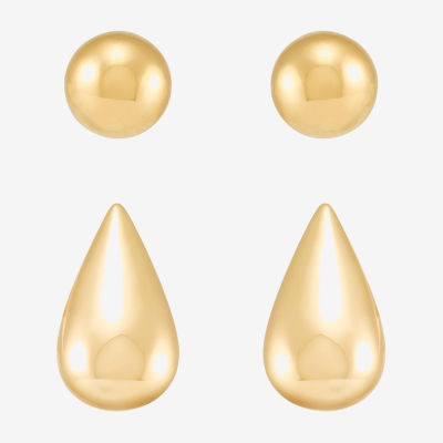 Silver Addiction Womens 14K Gold Over Silver 2 Pair Earring Set