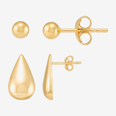 Silver Addiction Womens 14K Gold Over Silver 2 Pair Earring Set