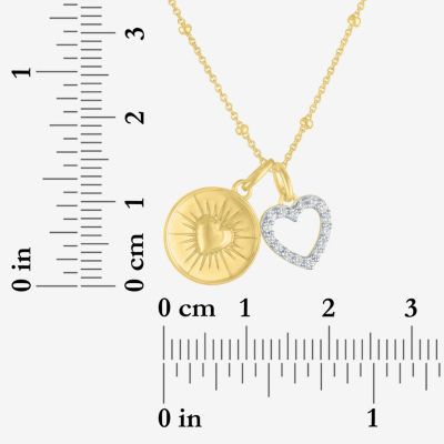 (G-H / Si2-I1) Womens 1/10 CT. T.W. Lab Grown White Diamond 14K Gold Over Silver Heart 16 Inch Pendant Necklace