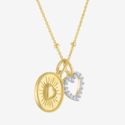 (G-H / Si2-I1) Womens 1/10 CT. T.W. Lab Grown White Diamond 14K Gold Over Silver Heart 16 Inch Pendant Necklace