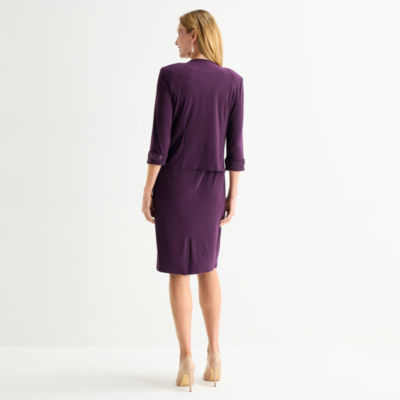 Maya Brooke Womens Applique Jacket Dress