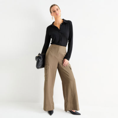 Worthington Womens Wide Leg Cargo Pant