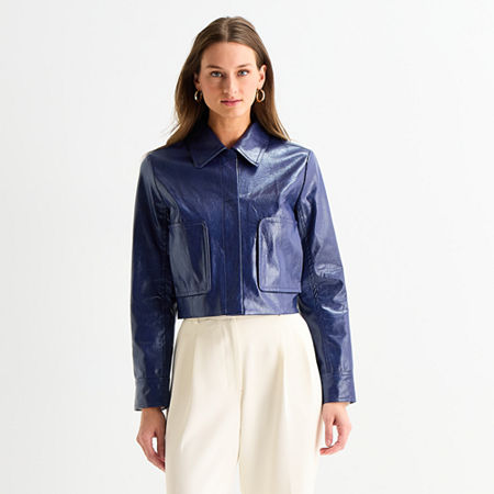 Worthington Womens Midweight Bomber Jacket In Blue