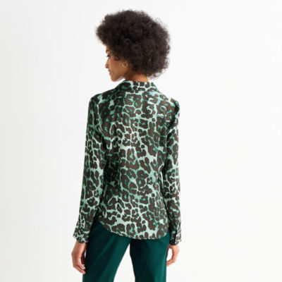 Worthington Womens Cuffed Long Sleeve Regular Fit Button-Down Shirt