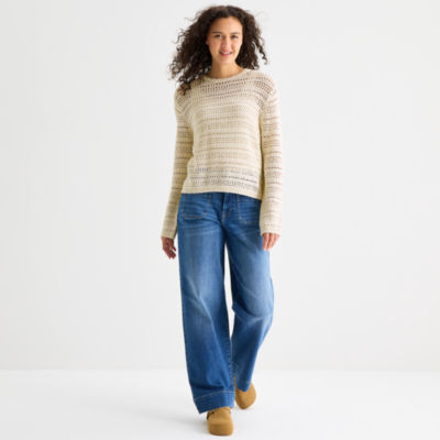 a.n.a Womens Crew Neck Long Sleeve Pullover Sweater