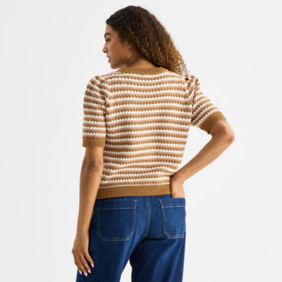 a.n.a Womens Crew Neck Short Sleeve Pullover Sweater