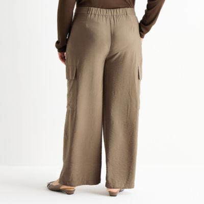 Worthington Womens Plus High Rise Cargo Pant