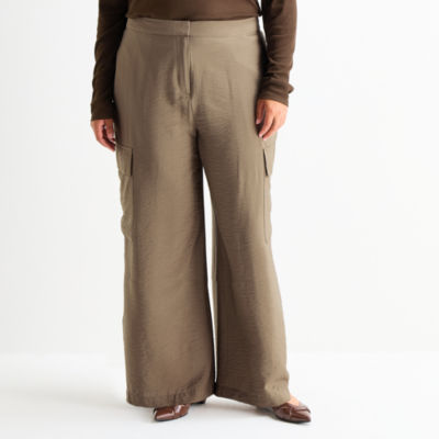 Worthington Womens Plus High Rise Cargo Pant