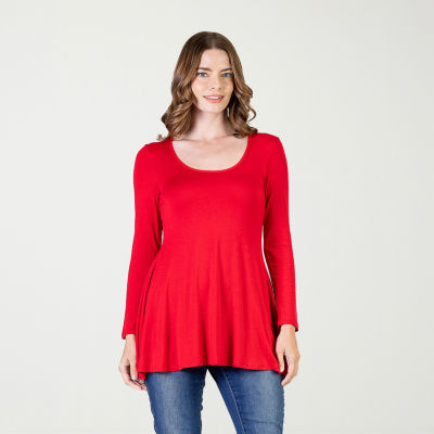 24seven Comfort Apparel Womens Scoop Neck Long Sleeve Tunic Top