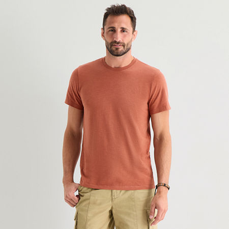 mutual weave Mens Crew Neck Short Sleeve T-Shirt, Large, Brown