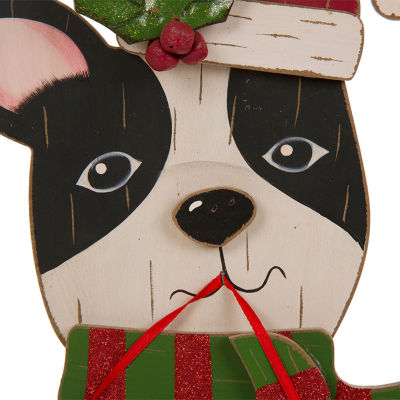 Glitzhome Wooden Christmas Dog Figurine