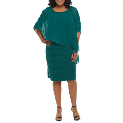 Scarlett Scarf Overlay Cape Dress Plus