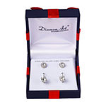 DiamonArt® White Cubic Zirconia Sterling Silver 2 Pair Earring Set
