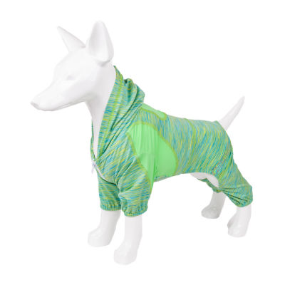 Pet Life ® Active 'Downward Dog' Heathered Performance 4-Way Stretch Two-Toned Full Body Warm Up Hoodie