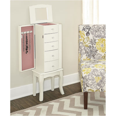 Powell Company Leanne White Jewelry Armoire