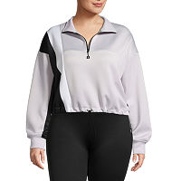Sports Illustrated Womens Long Sleeve Quarter-Zip Pullover Plus, 0x , Gray