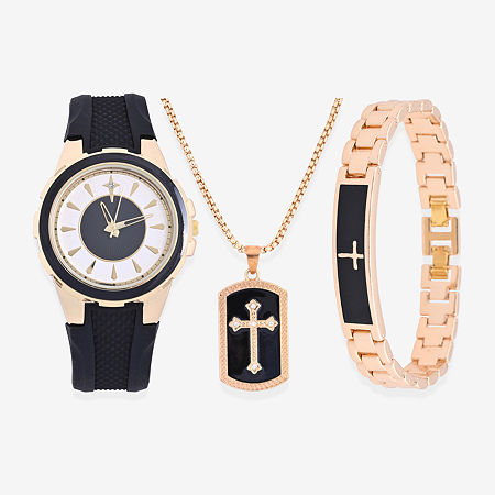 Fashion Watches Mens Black 3-pc. Watch Boxed Set Mac8091jc In Transparent