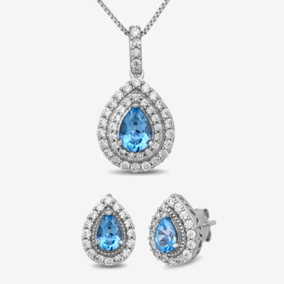 Genuine Blue Topaz Sterling Silver Jewelry Set