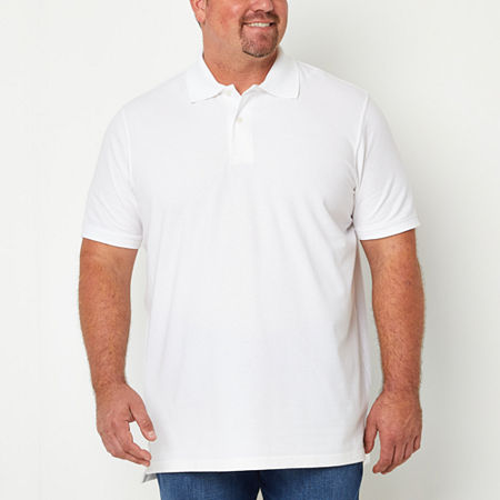 St. John's Bay Premium Stretch Big and Tall Mens Classic Fit Easy-on + Easy-off Adaptive Short Sleeve Polo Shirt, 6x-large, White