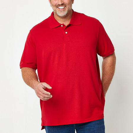 St. John's Bay Premium Stretch Big and Tall Mens Classic Fit Easy-on + Easy-off Adaptive Short Sleeve Polo Shirt, Medium Tall, Red