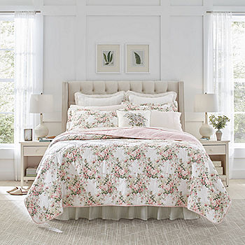 Laura Ashley 4pc King Diamond 100% Polyester Quilt Bedding Set
