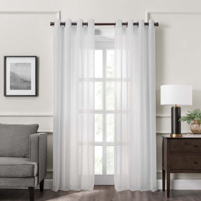 Fieldcrest Heritage Mirron Solid Sheer Grommet Top Single Curtain Panel