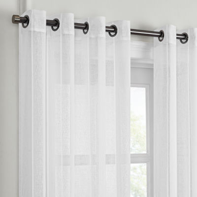 Fieldcrest Heritage Mirron Solid Grommet Top Sheer Single Curtain Panel