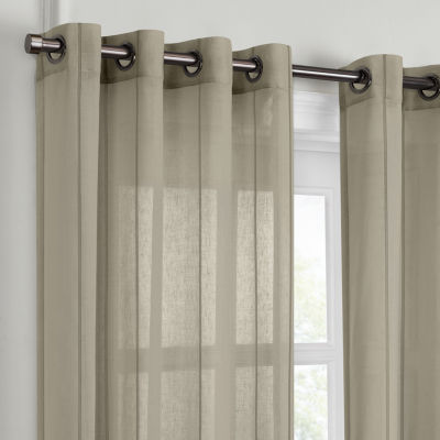 Fieldcrest Heritage Mirron Solid Grommet Top Sheer Single Curtain Panel