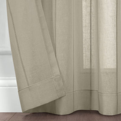 Fieldcrest Heritage Mirron Solid Grommet Top Sheer Single Curtain Panel