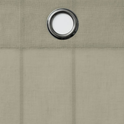 Fieldcrest Heritage Mirron Solid Grommet Top Sheer Single Curtain Panel