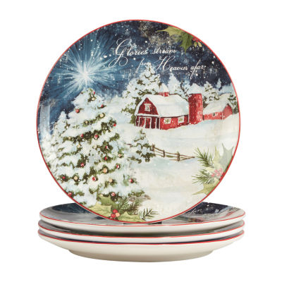 Certified International Silent Night 4-pc. Dishwasher Safe Earthenware Dinner Plate